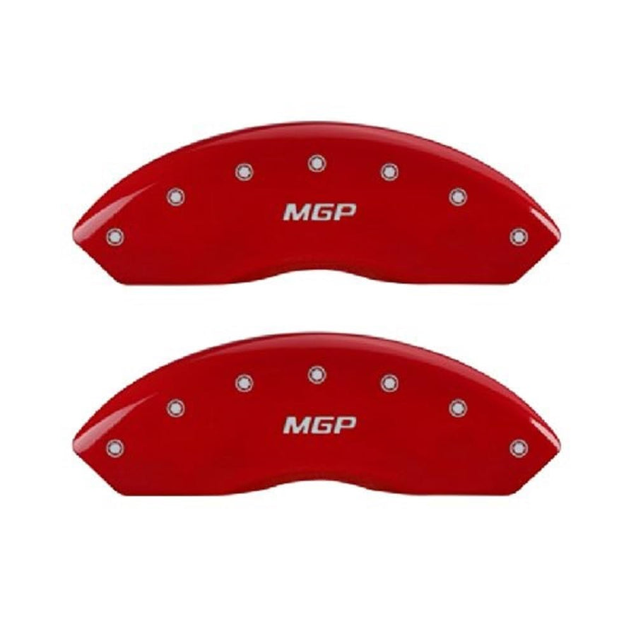 MGP 'MGP' Engraved Caliper Covers 22132SMGPRD with Red Powder Coat Finish and Silver Characters, (Set of 4)
