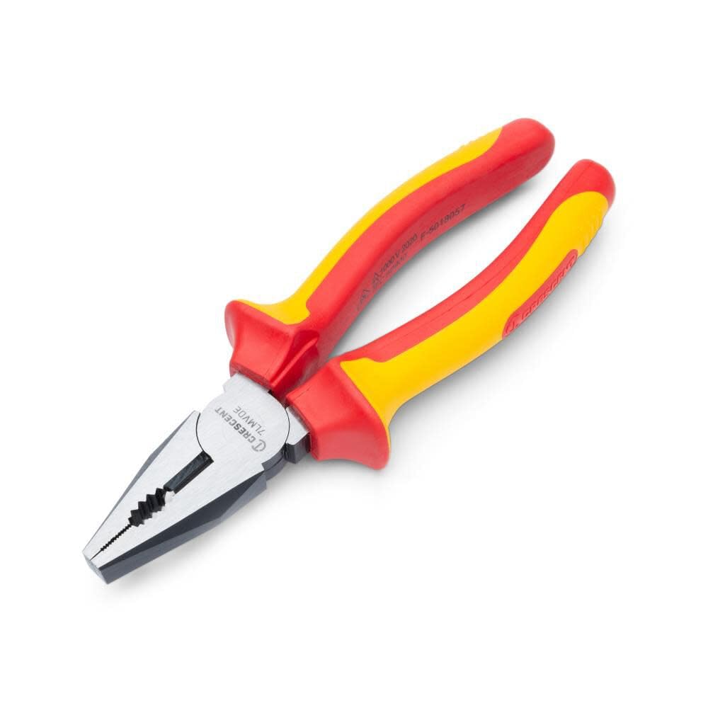 VDE Crescent Insulated Lineman's Pliers - Cable & Wire Cutter - Heavy Duty Electrician Tool for Home Improvement & Repair - 7" - 7LMVDE
