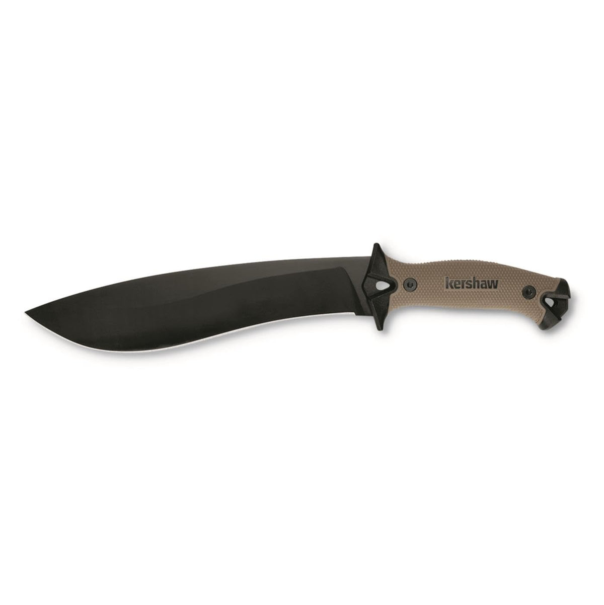 Kershaw 10 Camp Machete, Tan, 10 Inch Fixed Recurve Blade, 65Mn Carbon Tool Steel, Full-Tang Blade, Includes Sheath and Straps, Machete for Yard Work, Camping, Outdoors, Bushcraft and More