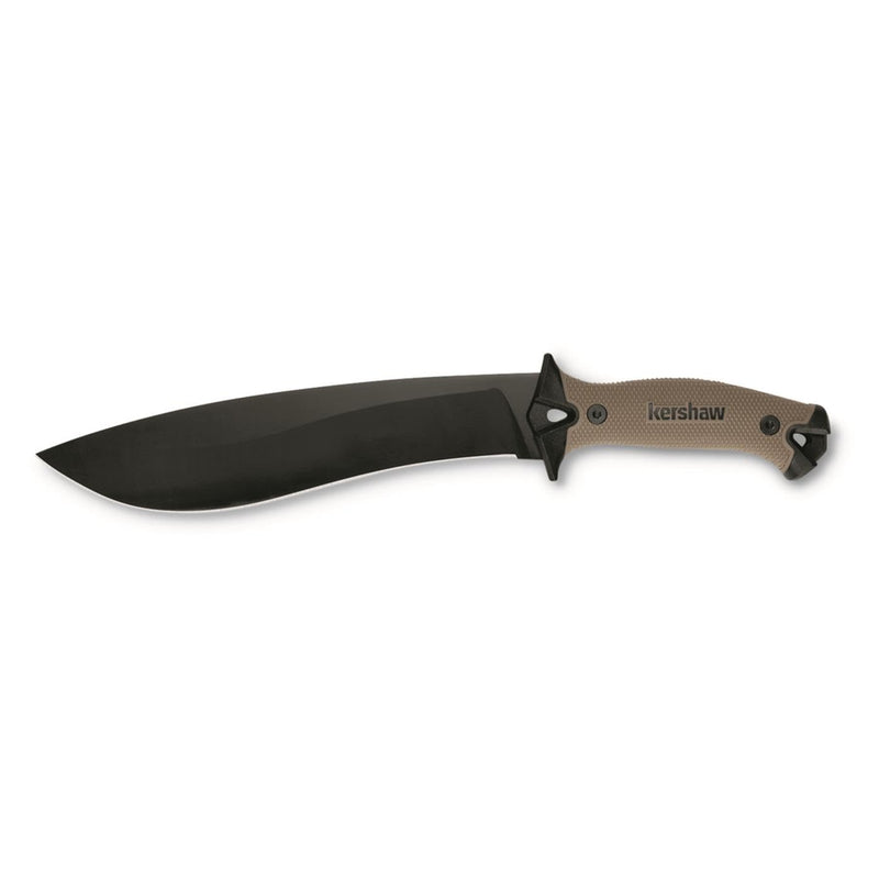 Kershaw 10 Camp Machete, Tan, 10 Inch Fixed Recurve Blade, 65Mn Carbon Tool Steel, Full-Tang Blade, Includes Sheath and Straps, Machete for Yard Work, Camping, Outdoors, Bushcraft and More