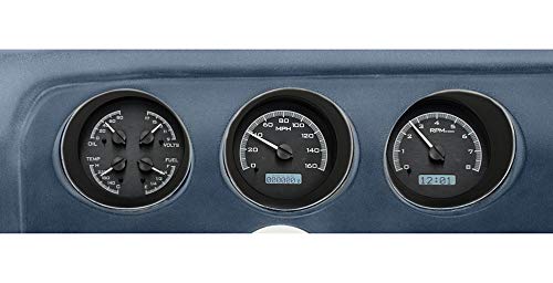Dakota Digital 69 GTO Pontiac Le Mans Direct-Fit Analog Dash Gauges Black Alloy White VHX-69P-GTO-K-W