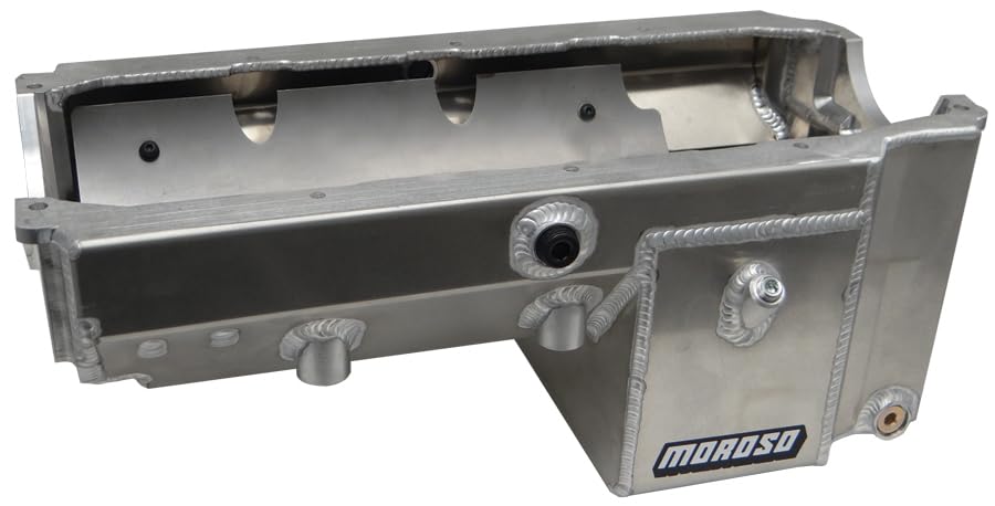 Moroso Aluminum Oil Pan 21234, Fits Small Block Chevy w/ 2 piece rear seal, wet sump, dual kickout drag race