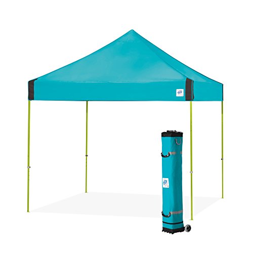 E-Z UP Instant Shelter Vantage Canopy, 10' x 10', Limeade Powder-Coated Steel Frame with Wide-Trax Roller Bag & 4 Piece Spike Set, Splash