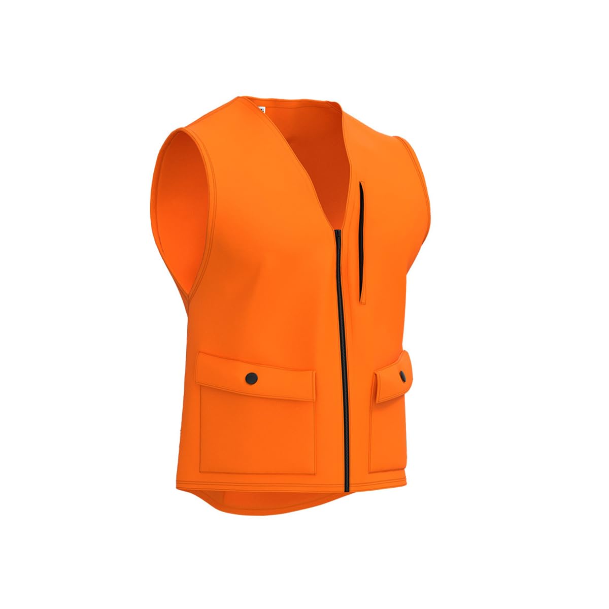 Blaze Orange Half Rack Deluxe Safety Vest - Zipper Closure - Two Large Front Pockets & Dual Access Back Storage Pocket, 2X/3X
