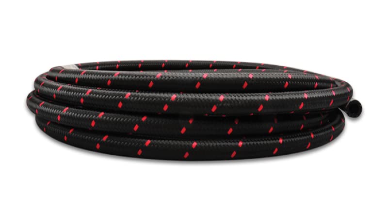 Vibrant Performance Nylon Braided Flex Hose 11984R (5ft Roll of Black Red ; AN Size: -4AN; Hose ID 0.22")