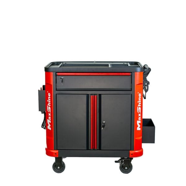 Premium MaxShine Multifunction Detailing Cart with LED Light 110-220V Power Board