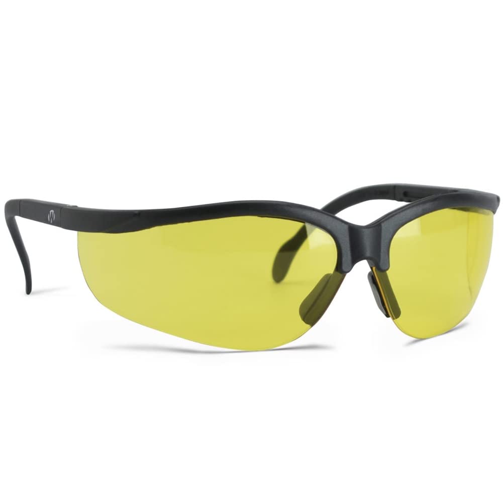 Walker's High-Grade Polycarbonate Lenses Sport Half Frame Soft Rubber Nose Piece Adjustable Safety Shooting Glasses, Yellow