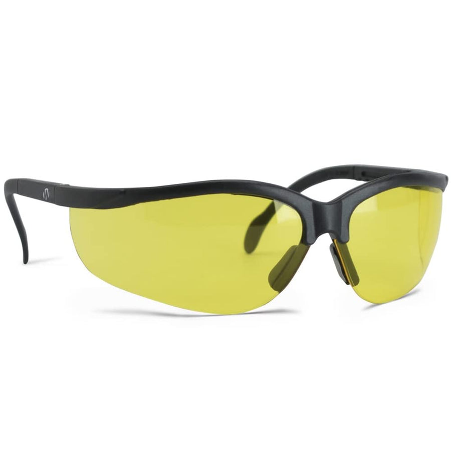 Walker's High-Grade Polycarbonate Lenses Sport Half Frame Soft Rubber Nose Piece Adjustable Safety Shooting Glasses, Yellow