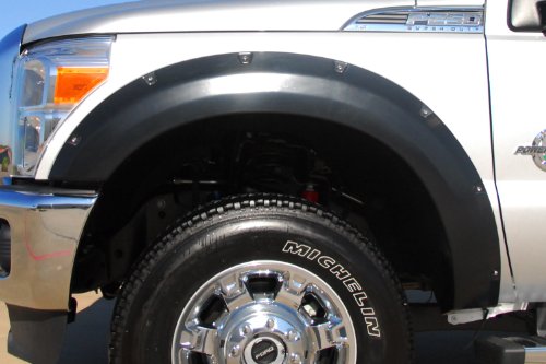 Lund Elite Series RX314S Black Rivet Style Standard Front and Rear Fender Flare - 4 Piece
