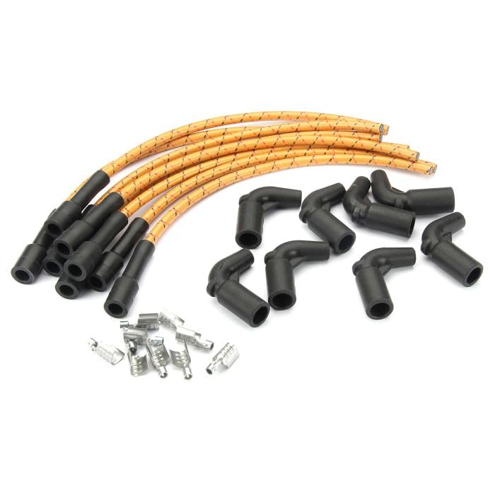 Lokar Performance Products PW-1011 Kit Plug Wire Ls Coil To Plug, 180D Plug, 90D Coil, Cut To Fit Tan With Black & Red Tracers