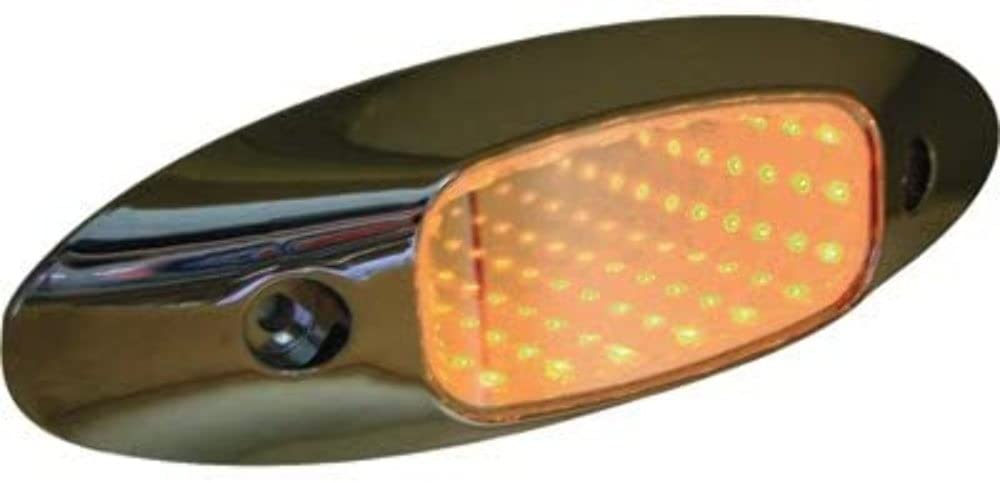 V179A Peterson Manufacturing Chrome 6.45"x2.16" LED Multi-Function Light (LED Aux Ovl Turn Light with Bzl), 1 Pack