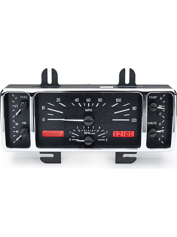 Dakota Digital VHX-40F-K-R Analog Dash Gauge System with Ford 1940 Car, 1940-47 Pickup Truck, Black Alloy Style, Red Backlighting