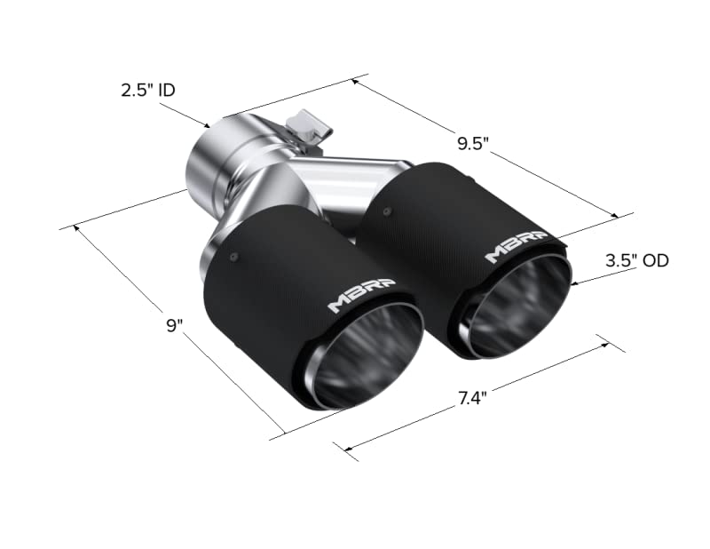 Carbon Fiber MBRP Universal Dual Tip 3.5in OD/2.5in Inlet