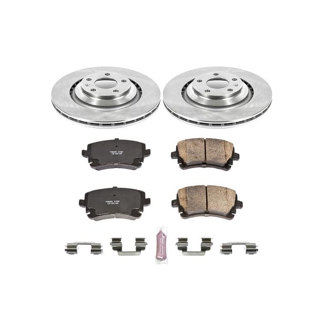 Power Stop Autospecialty KOE4567 Rear Replacement Brake Kit-OE Brake Rotors & Ceramic Brake Pads For Audi A6 2006, Audi A6 Quattro 2005-2011 [Model Specific]