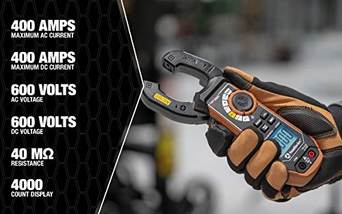 Clamp Meter Southwire - True RMS Accuracy for Precise AC/DC Measurement - Built-In Voltage Tester - Third-Hand Probe Holder - CAT III 600V Safety Rated