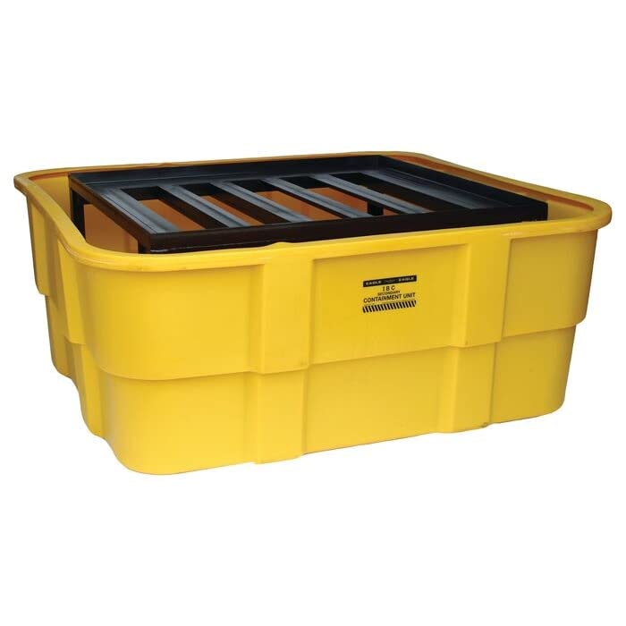 Eagle IBC 1680 Spill Containment Unit with Polyethylene Tub and Metal Platform, 67" Width x 26" Height x 67" Depth, 400 Gallon Capacity