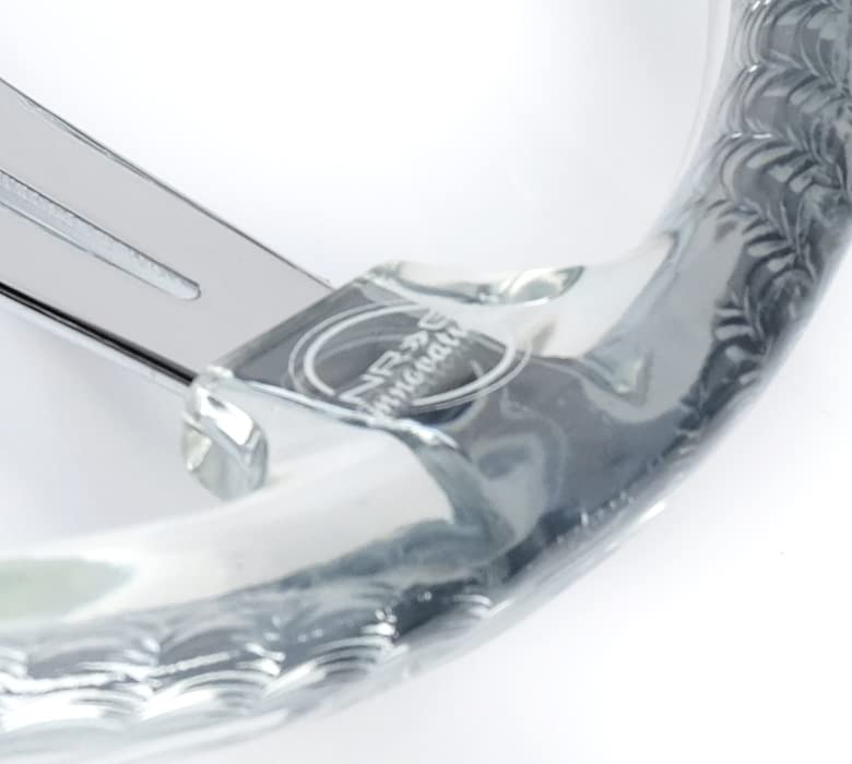 NRG Innovations Reinforced Steering Wheel NRG-RST-027CH-CL 350mm 2" Deep Dish Clear Acrylic Steering Wheel in Clear and Geometric NeoChrome Spoke Finish with Slits