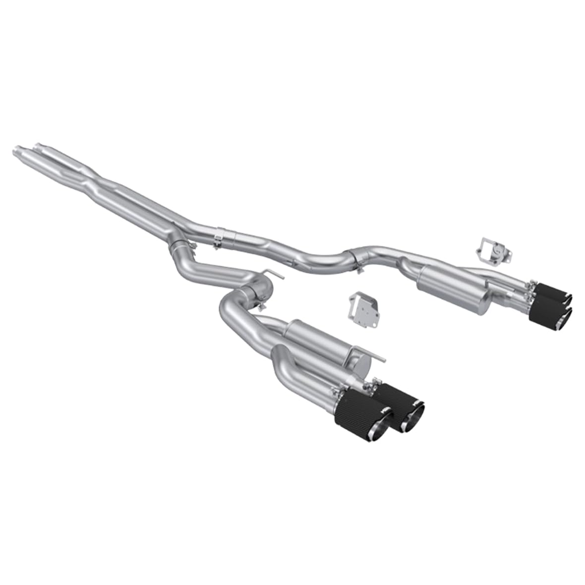 3" MBRP S72823CF T304 Stainless Cat-Back — Quad Carbon-Fiber Tips — Compatible with 2024+ Ford Mustang 5.0L — Non-Valved Version (does not retain factory valves)