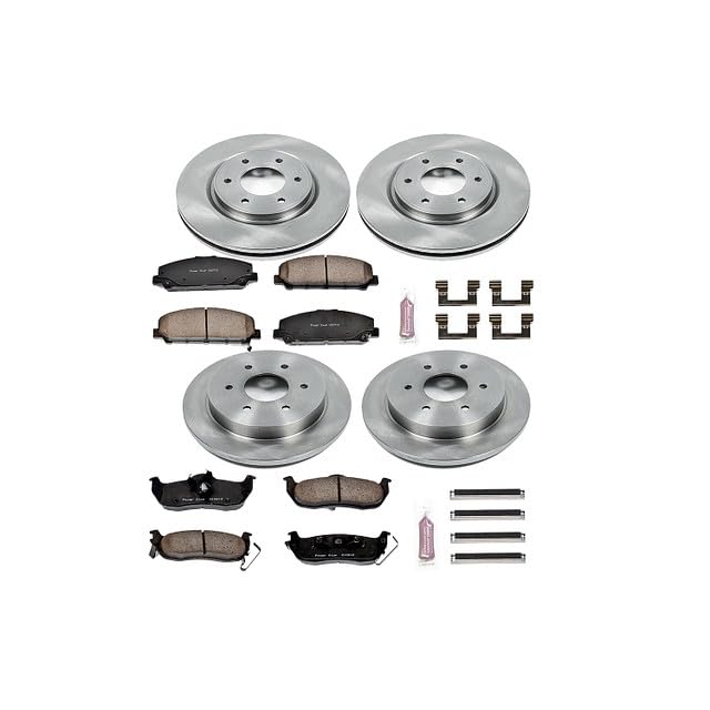POWERSTOP Autospecialty KOE2805 Front and Rear Replacement Brake Kit-OE Brake Rotors & Ceramic Brake Pads