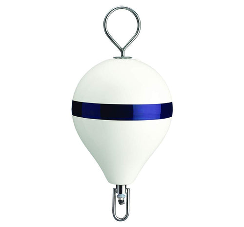 13.5" CM Polyform Mooring Buoy w/Steel Iron - White Blue Stripe