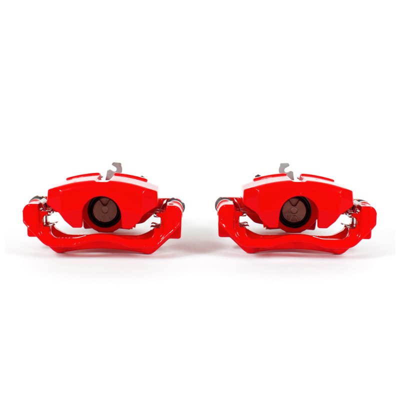 Power Stop S5424 Rear Pair of High-Temp Red Powder Coated Calipers For Dodge Dart 2013-2016 [Model Specific]