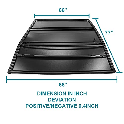 Soft Tri-Fold Vinyl Tonneau Cover Spec-D Tuning Compatible with 2019-2022 Dodge Ram 1500 6'4" Standard Truck Bed