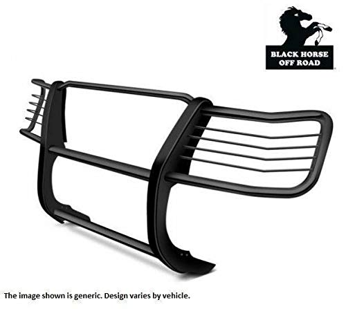 Bumper Guard Modular Black Horse Grille brush Come With pair of 7.0"Dia.LED Lights with Black Trim Rings Compatible with 2001-2007 Toyota Highlander-17TL26MA-PLB