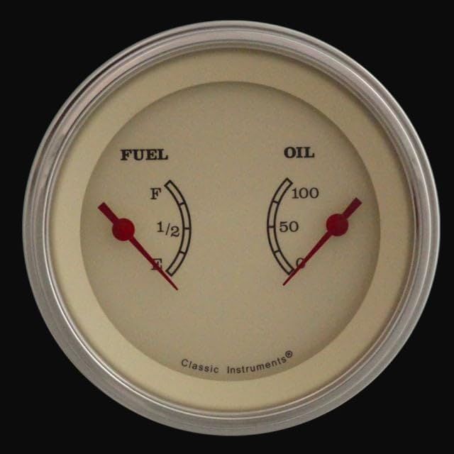Vintage Classic Instruments VT72SLC Dual Gauge - Fuel Gauge & Oil 3 3/8"