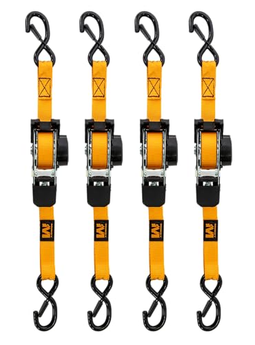 1"X10" Muddy Retractable Ratchet Straps/Orange/4-Pack