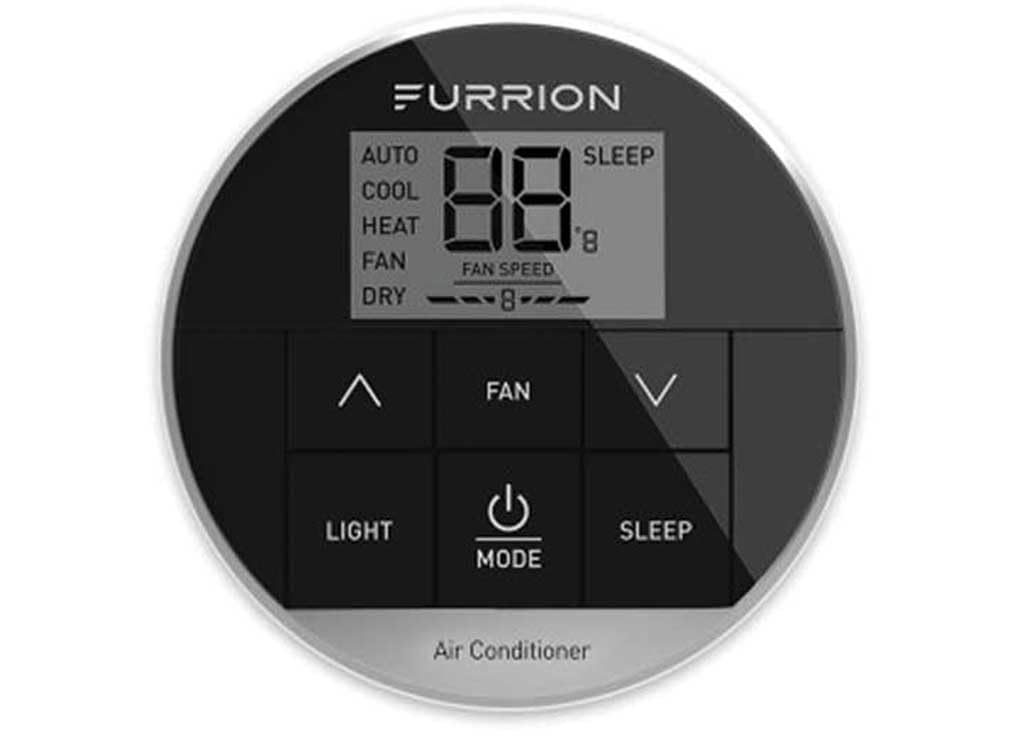 Furrion Chill Basic Single-Zone Backlit LED Wall Thermostat - Black, 2 Fan Speeds, Compatible with Furrion HE Air Conditioners - FACW10ESSA-BL
