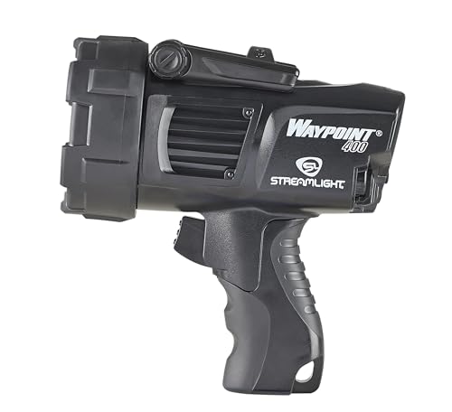 WayPoint Streamlight 44911 400 Rechargeable 1400-Lumen Long Range Pistol-Grip Spotlight with 120V AC Charger and Polymer Holder/Mount, Black
