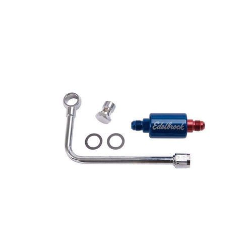 Chrome Edelbrock Fuel Line, Red/Blue 8134
