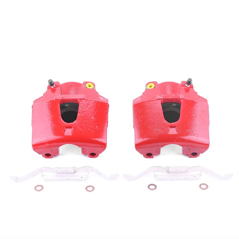 Power Stop S4756 Front Pair of High-Temp Red Powder Coated Calipers For Dodge Dakota 2000-2002, Dodge Durango 2000-2002 [Model Specific]