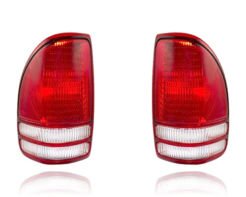 Cooling Tail Light - Direct Compatible/Replacement for 97-04 Dodge Dakota - Lens & Housing, Both Pair, Left Driver Right Passenger Hand - 55055112, 55055113