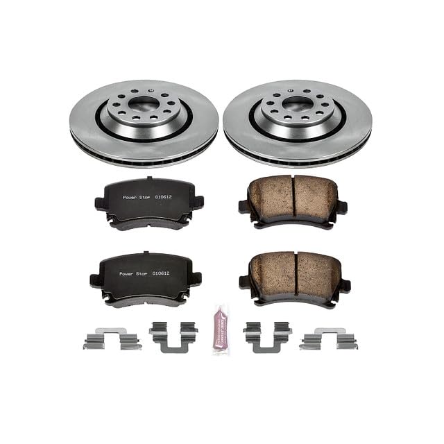 Power Stop Autospecialty KOE4628 Rear Replacement Brake Kit-OE Brake Rotors & Ceramic Brake Pads For VW CC, VW GTI, VW Golf R, VW Passat, Volkswage [Model Specific]