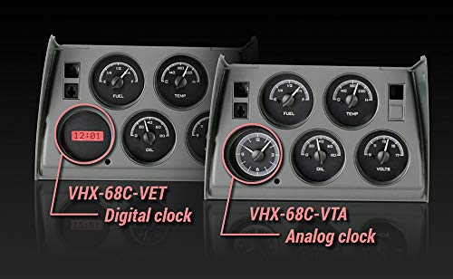 Chevy Corvette 1968-77 VHX System-Analog Cloc- Black Alloy Style Face w/Red Display