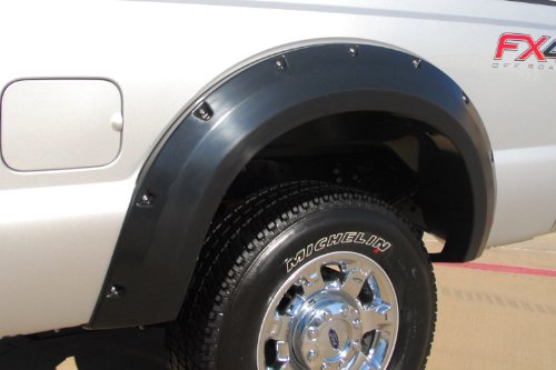Lund Elite Series RX314S Black Rivet Style Standard Front and Rear Fender Flare - 4 Piece