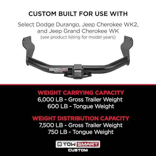 TowSmart Class III Custom Trailer Hitch – Fits 2011–2026 Dodge Durango, 2012-2021 Jeep Grand Cherokee, 2022 Grand Cherokee WK – 2” Receiver – 6,000 lb. GTW