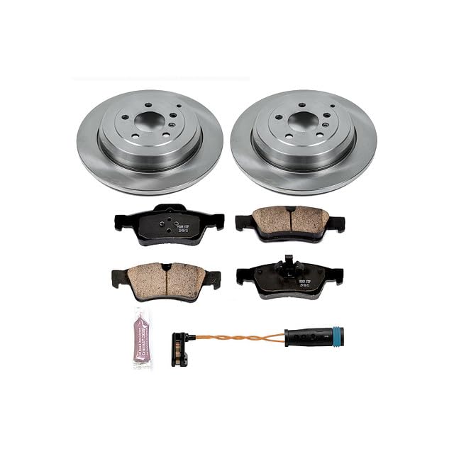 Power Stop KOE6712 Rear Replacement Brake Kit-OE Brake Rotors & Ceramic Brake Pads and 1 Rear Sensor Wire For ML320, ML350, ML450, ML500, R320, R350, R500 [Model Specific]