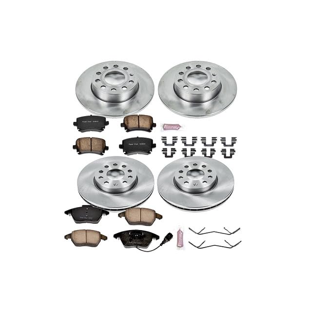 Brake Kit PowerStop For Jetta 2005-2010, Rabbit 2006-2009 [Model Specific] - Autospecialty Front and Rear OE Disc Rotors & Ceramic Brake Pads Replacement, KOE4068