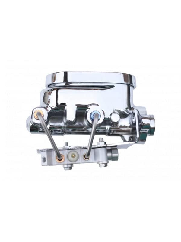 Brakes Leed Master Cylinder Kit 1-1/8" Bore Chrome Flat Top w/Disc/Disc Valve