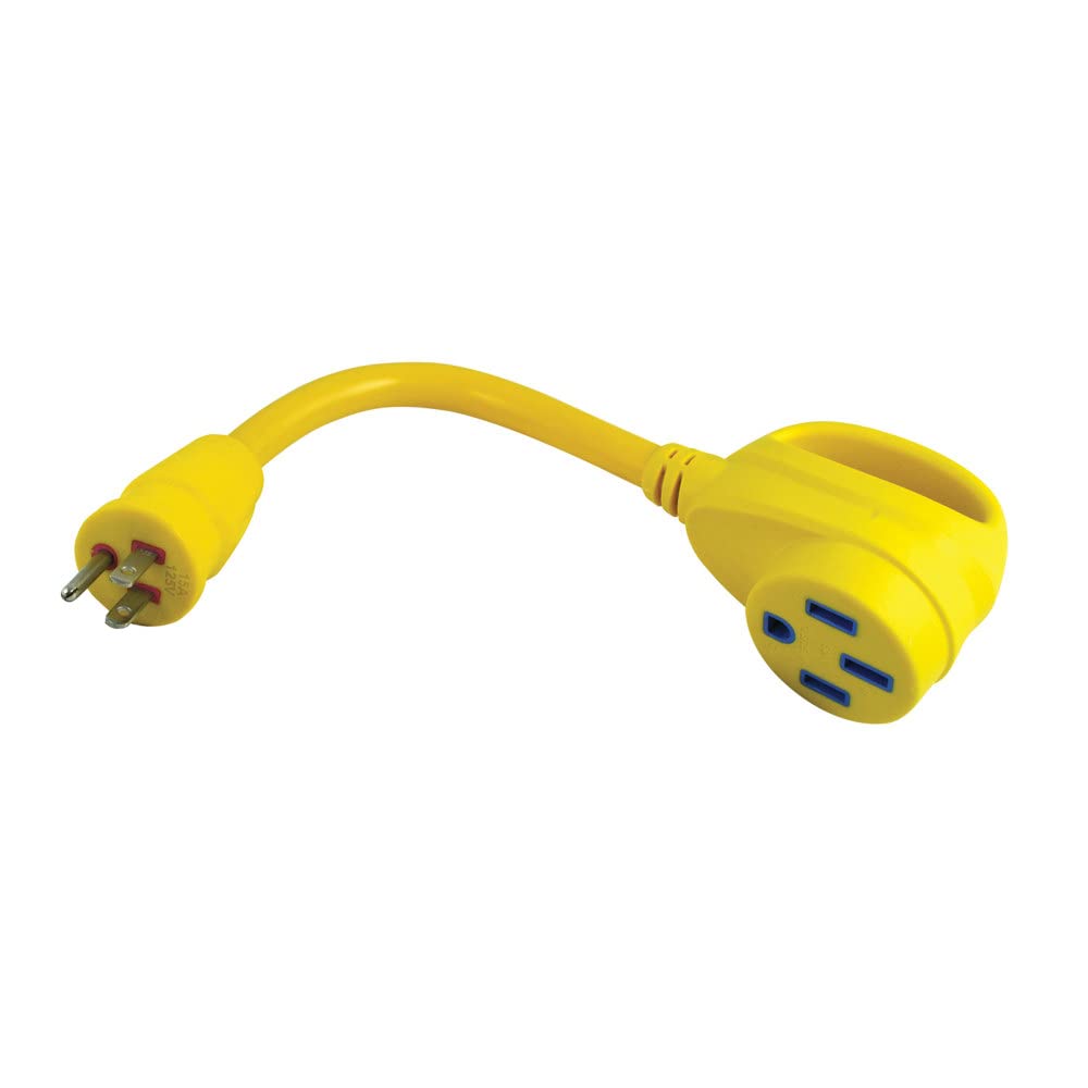 Marinco 1550ARV ParkPower 15 Amp, 125V Straight-Blade Male Plug to 50 Amp, 125/250V 3-Pole 4-Wire Female Side Dogbone Adapter
