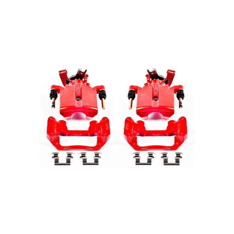 Power Stop S4892 Rear Pair of High-Temp Red Powder Coated Calipers for Chevrolet Cobalt, Chevrolet HHR, Chevrolet Malibu, Pontiac G5, Pontiac G6, Saturn Aura, Saturn Ion [Model Specific]