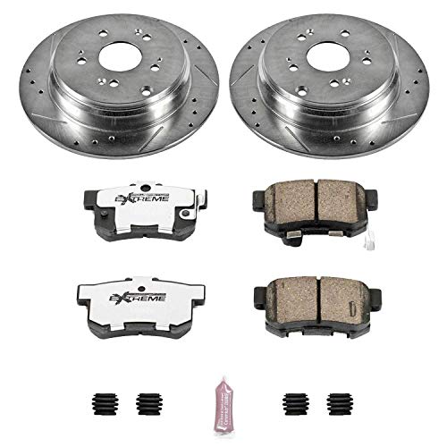 Power Stop K3098-26 Z26 Carbon Fiber Brake Pads Rear with Drilled & Slotted Brake Rotors Kit For Acura RDX 2007-2012 [Model Specific]