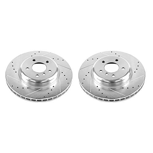 Power Stop Front Drilled and Slotted Rotor Pair EBR1228XPR For BMW 535d, 535d xDrive, 535i, 535i xDrive, 640i, 640i Gran Coupe, 640i xDrive, 640i xDrive Gran Coupe, ActiveHybrid 5 [Model Specific]