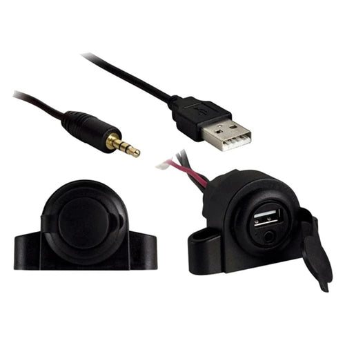 3.5Mm Aux Audio Input InstallBay with USB Charge/Data Ext - Retail Pack