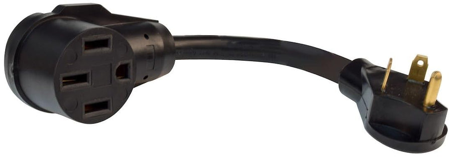 Valterra 12 in. A103050FBK 30A-50AF Dog Bone RV Power Cord Adapter; Black