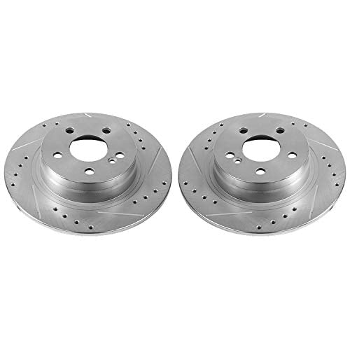 Power Stop Rear EBR1047XPR Drilled & Slotted Rotor Pair For Mercedes-Benz C250 2012-2016, Mercedes-Benz C300 2008-2012 [Model Specific]