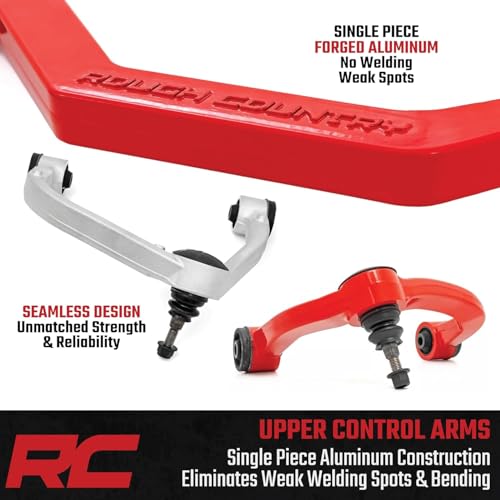 Rough Country Upper Control Arms Forged Aluminum for Toyota Tacoma (2005-2023) 4Runner (2010-2024) OE Upgrade, 2-Pack, Red