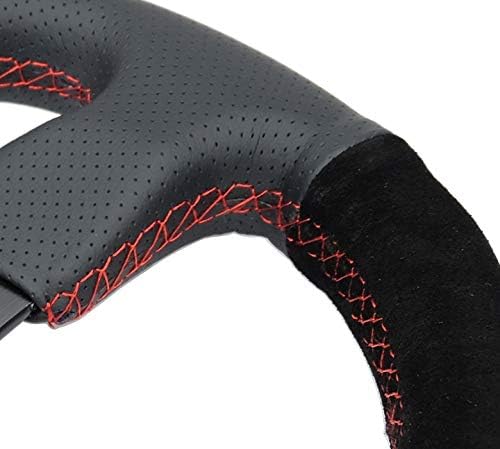 NRG Innovations Reinforced NRG-RST-012R-S-RS Steering Wheel- 320mm Sport Leather/Suede Steering Wheel with Red Stitch